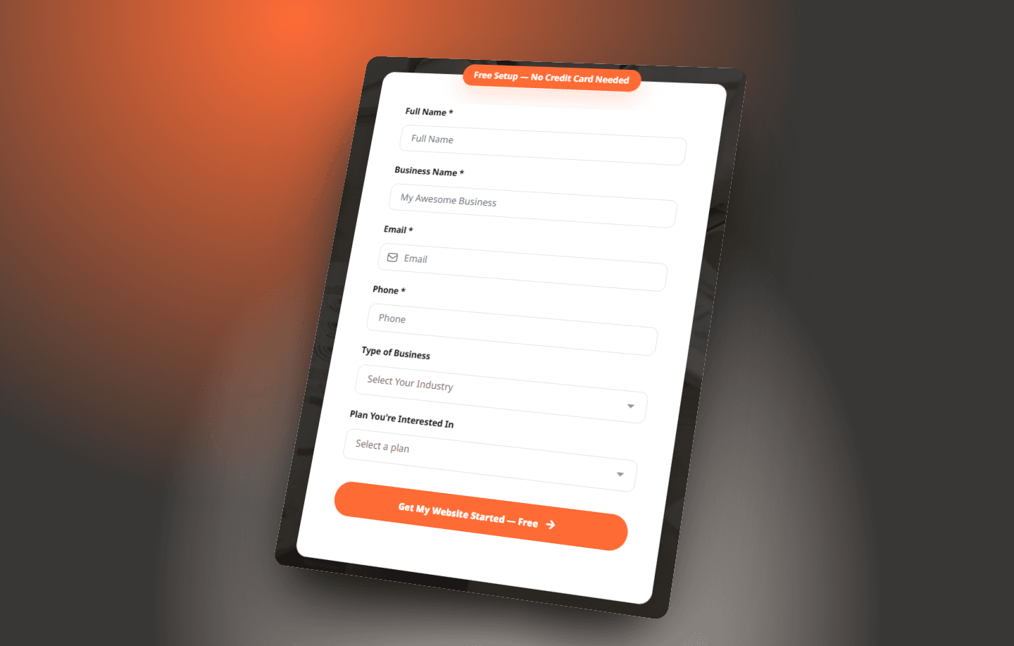 Business owner filling out online form on laptop